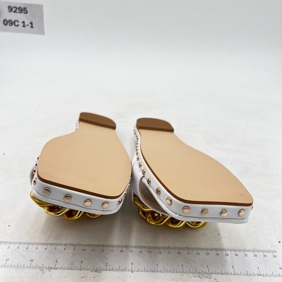 FSJ White Square Open Toe Comfortable Thick Sole Cushion Sandal Gold Chain Shoes - Picture 7 of 8